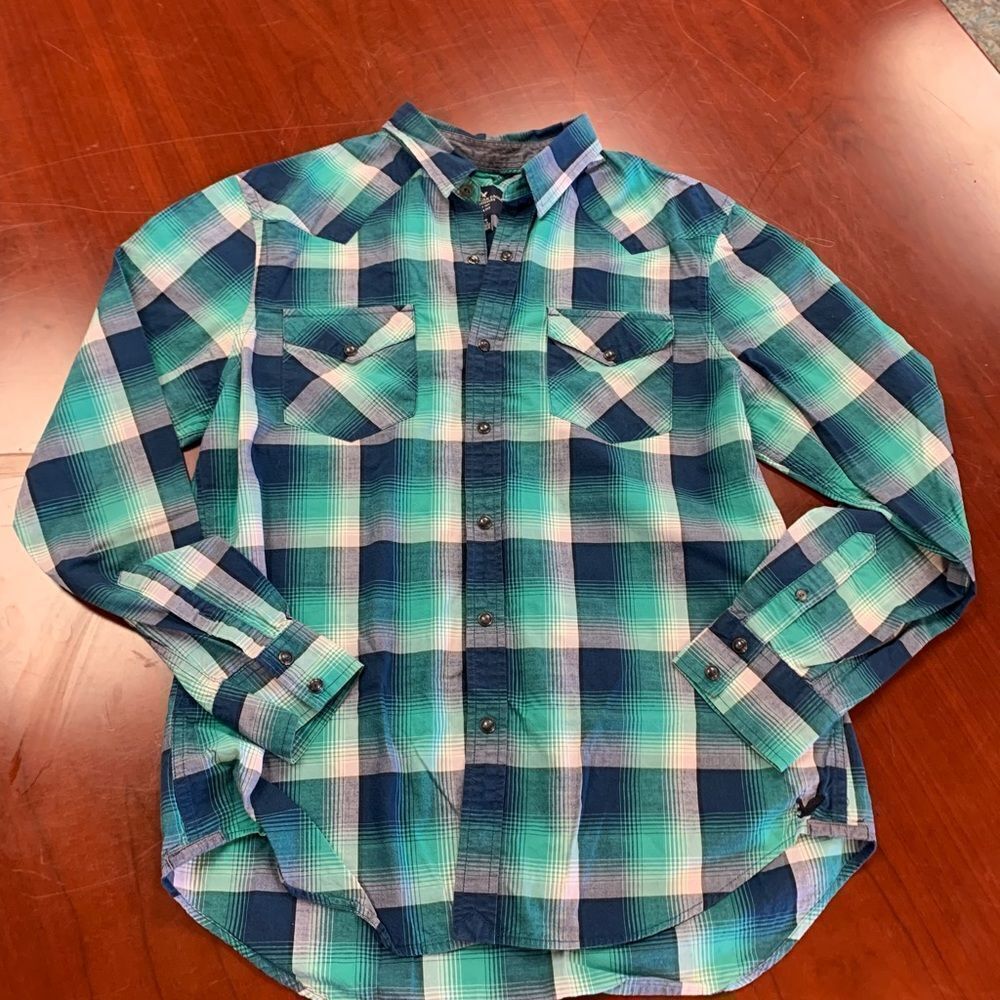 American Eagle Slim Fit Snap Down Shirt sz L
